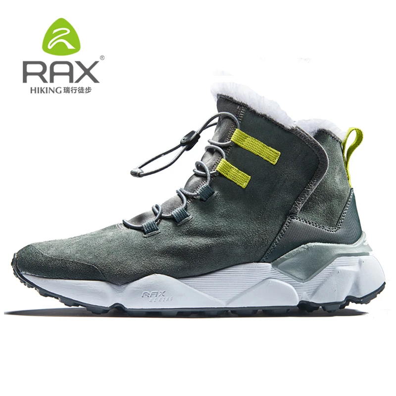 RAX походные ботинки для мужчин и женщин, дышащие зимние ботинки, мужская кожаная прогулочная обувь, походная обувь, флисовые зимние ботинки
