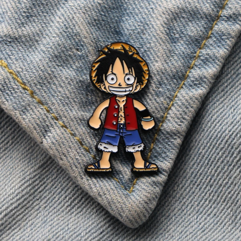 Homegaga Luffy цинковый галстук мультяшная металлическая брошь воротник броши джинсы