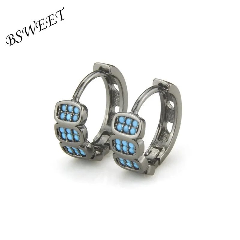 BSWEET Black copper blue 24 stone ring earrings ladies fashion party simple classic wild decorative jewelry | Украшения и