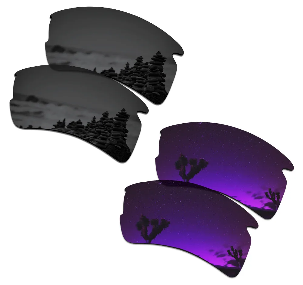 

SmartVLT 2 Pairs Polarized Sunglasses Replacement Lenses for Oakley Flak 2.0 XL Stealth Black and Plasma Purple