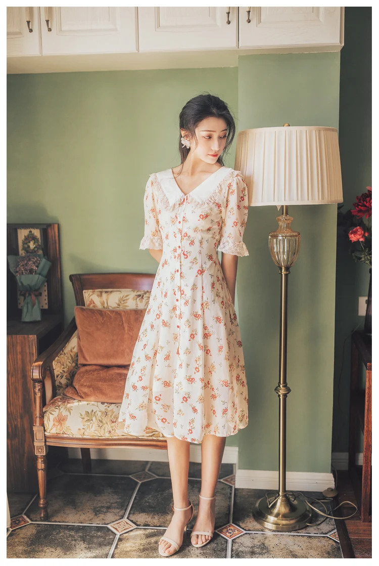 2019 новые модные женские платья винтажное милое французское платье|Женские