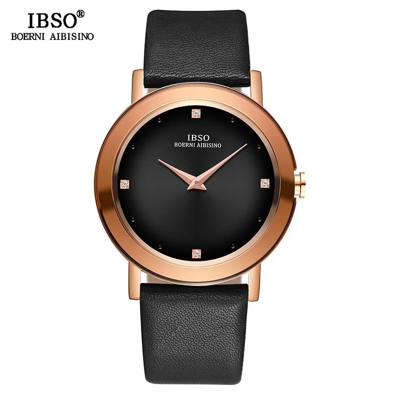 IBSO Роскошные для мужчин s ручные часы Reloj Hombre пояса из натуральной кожи кварцевые
