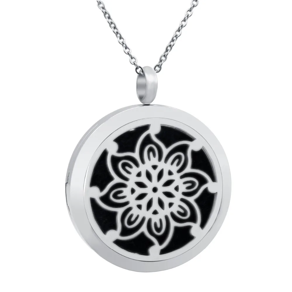 aromatherapy essential oil diffuser necklace flower decorative design silver link chain tortoiseshell jewelry for men's women |