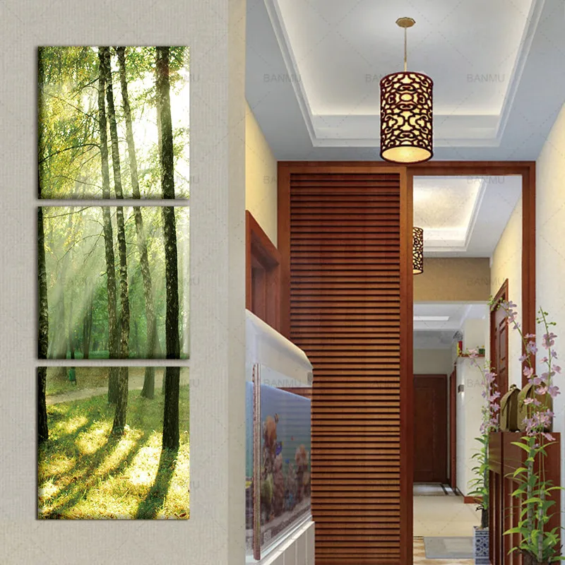 

canvas art painting wall picture Bamboo Canvas Wall Painting Sunshine On The Trees Prints decoration for living room art picture