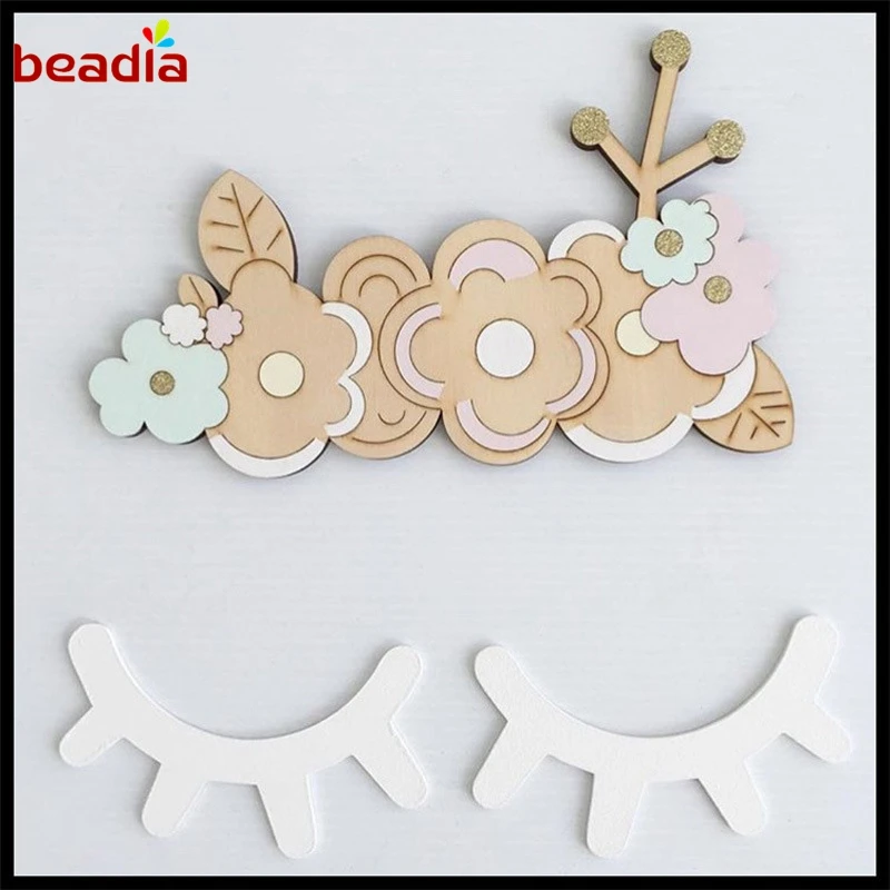 New Style Cute Wood 3D Eyelash Wall Decor Eye lash Stick Children Kids Baby Room Background Sticker Home Decoration | Дом и сад