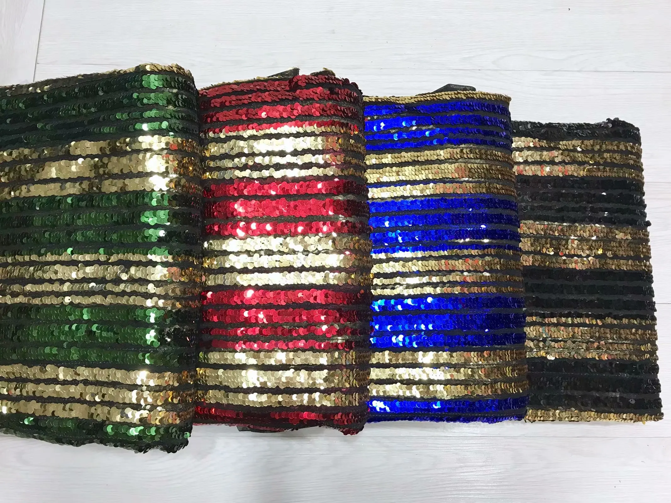 Beautifical Net african lace fabrics New arrival 5 centimeter two-tone sequins embroidery net lace fabric for dress ML5N576