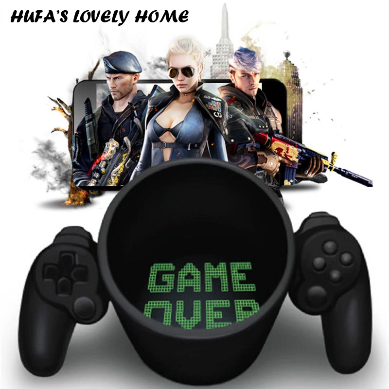 New Game Over Retro Ceramic Mug Style Coffee Tea Cup With Gamepad Controller caneca|cup cups|cup coffee mugmug boy |