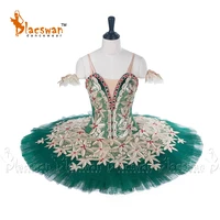 green velvet hooks and eyes professional ballet costume la esmeralda variation ballet platter tutu bt683