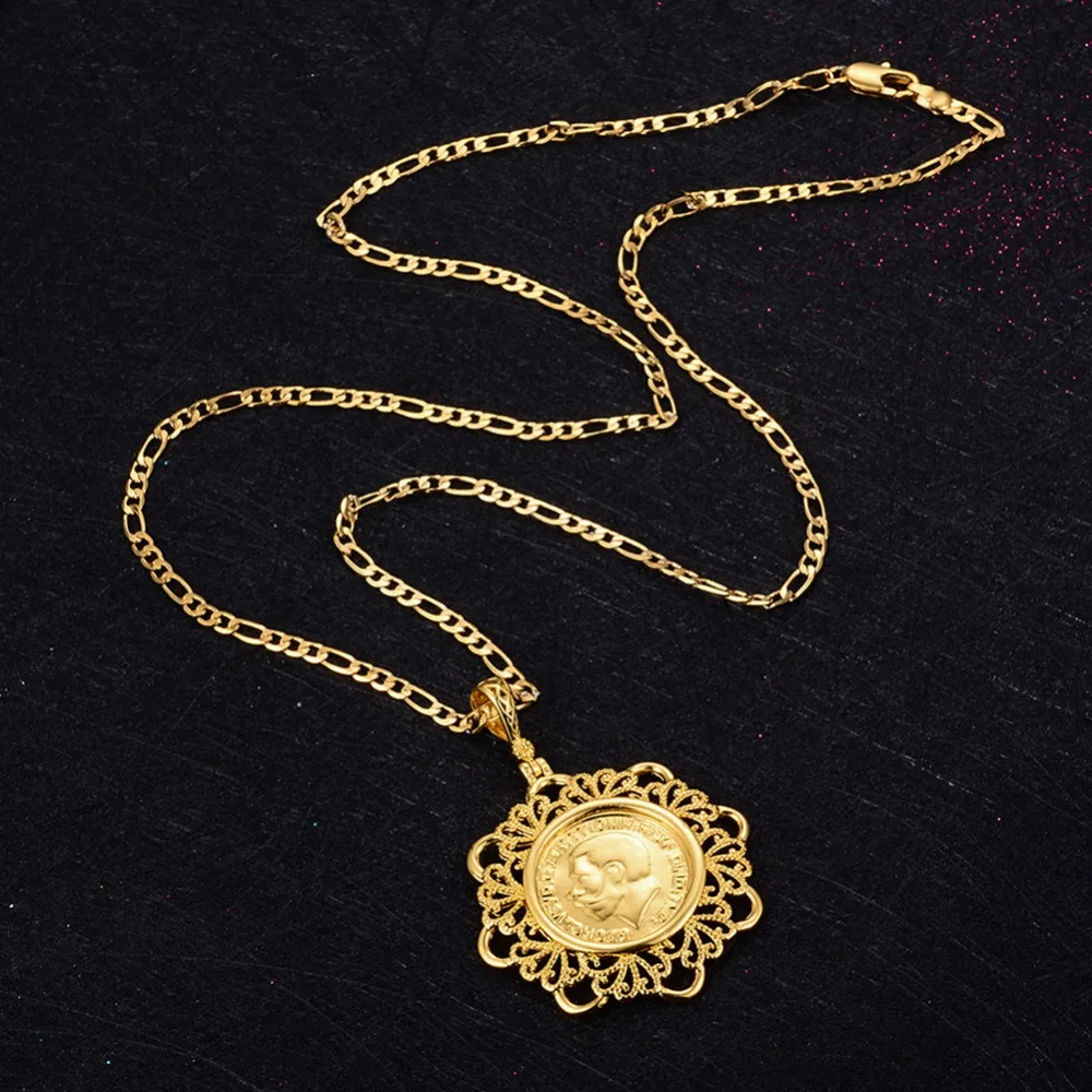 WANDO Newest Big Napoleon Coin Pendant Necklaces For Women/Men Gold Color Africa Arab Coins Metal Copper Jewelry Gifts 5cm P32 | Украшения