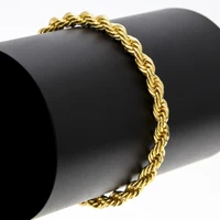 rope bracelet chain yellow gold filled mens twisted bracelet 22cm long