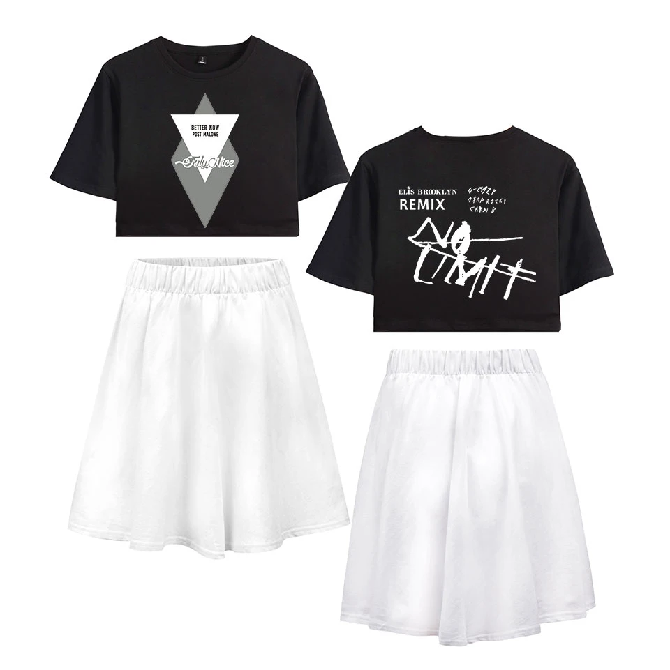 Короткая юбка с короткими рукавами футболка и короткая надписью Post malone комплект