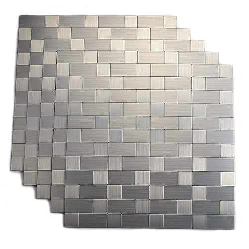 Silver 4 шт. Серебряная 3D квадратная фиксированная плитка из нержавеющей стали мозаика для ванной комнаты душевая плитка кухня щитка плитка Прямая поставка - Цвет: Silver