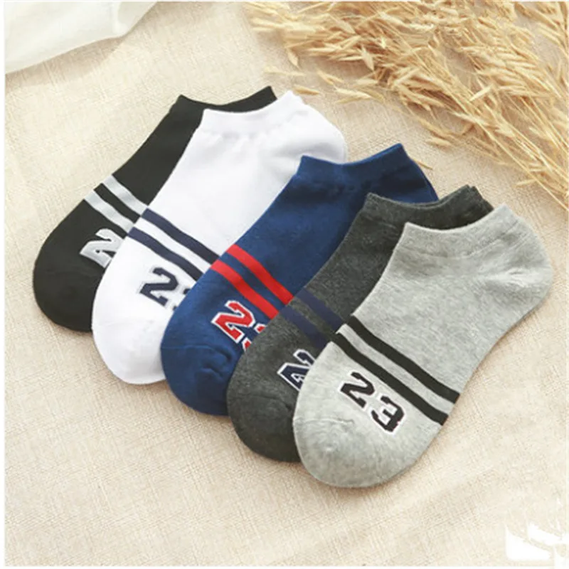 5 пар/лот мужские носки в полоску и с номером 23 летние дышащие повседневные