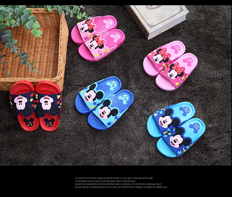 Disney new children's shoes baby slippers Cartoon Boys and Girls Slippers Mickey Mini Indoor anti-slip Baby Cool Slippers