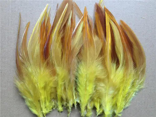 yellow Натуральные, 50 шт./лот, разноцветные, на выбор, перья петуха, 10-16 см, 4-6 дюймов, для одежды, украшения своими руками, перья фазана - Цвет: yellow