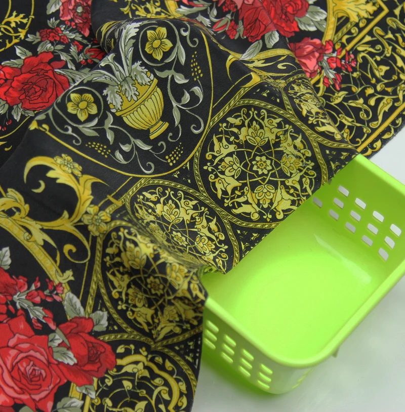 80 см длина чистый шелк крепдешин ткань подходит для шарфа Винтаж Цветочный SCDC734 |