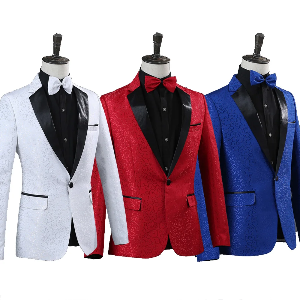 Мужской костюм (куртка + брюки) Модный облегающий красного синего белого цвета с