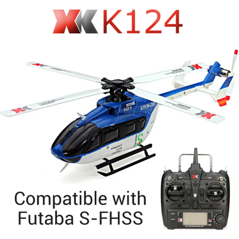 XK K124 6CH бесщеточный EC145 3D6G система RC вертолет RTF для FUTABA S-FHSS детей пульт