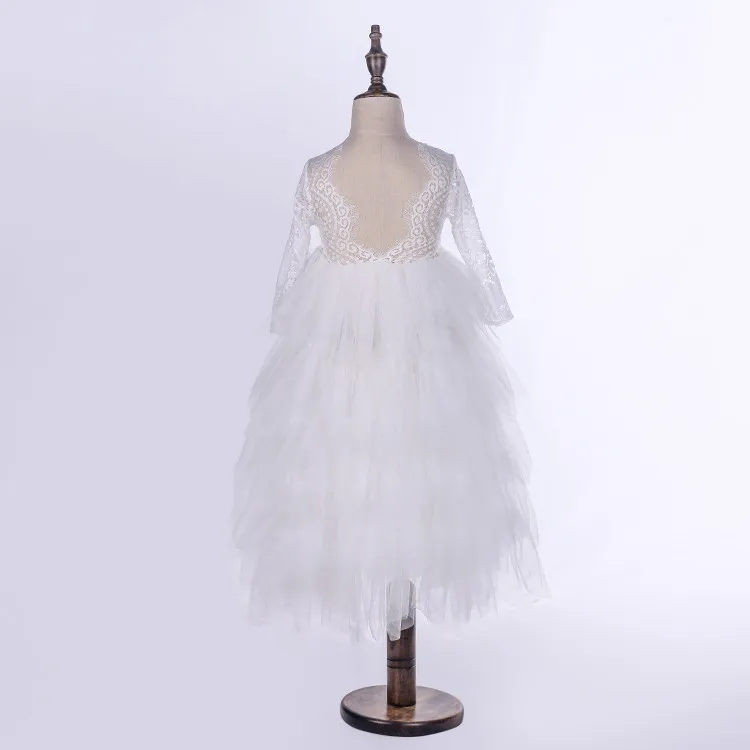 Новинка лета 2017 длинное кружевное платье принцессы в Корейском стиле для девочек