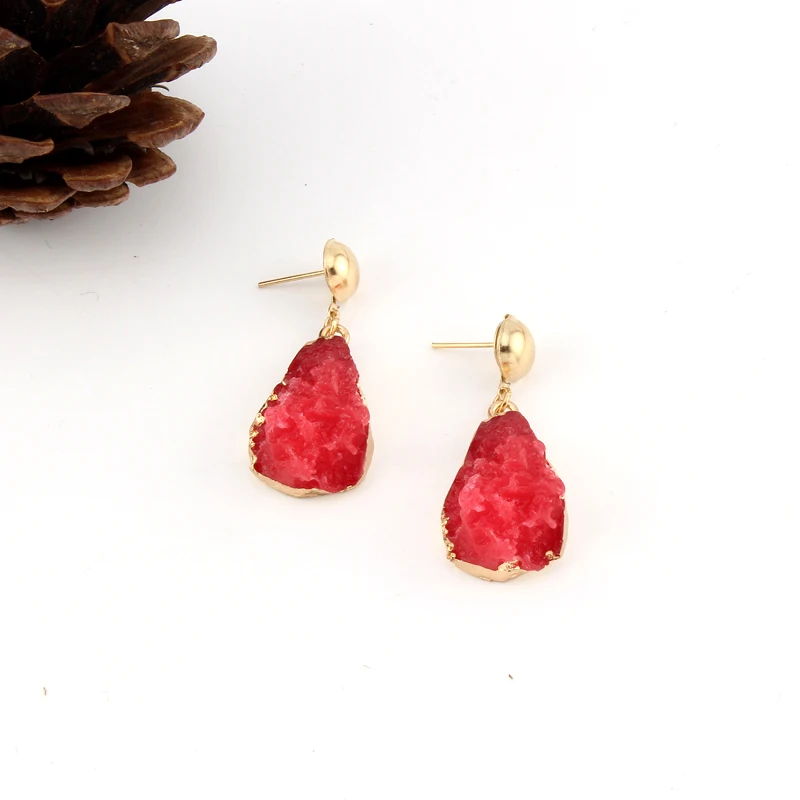 1 пара модные серьги из смолы с камнями висячие Женские Ювелирные изделия Золотые