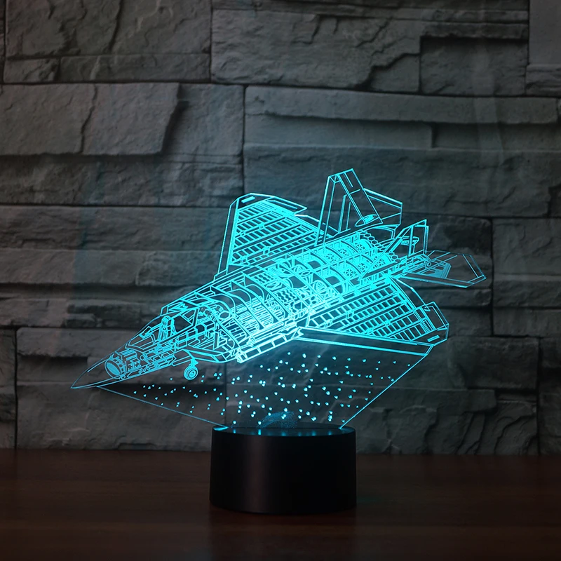 3D Светодиодная лампа для самолета 7 цветов меняющая с оптической иллюзией