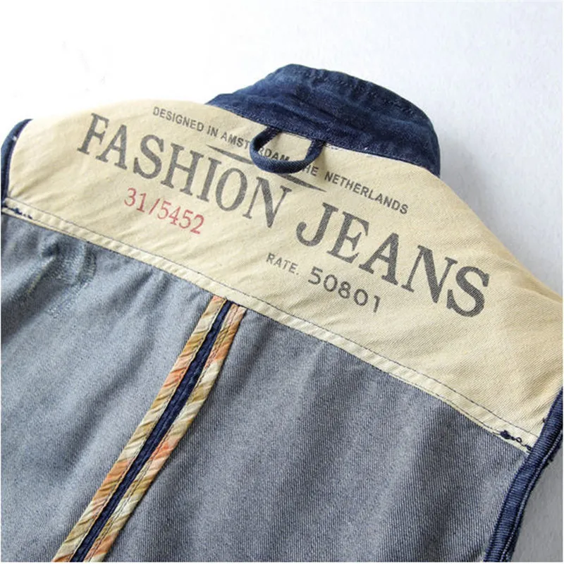 Мужской винтажный жилет из вареной ткани без рукавов A1412|denim vest|vest coat for menmens vest |