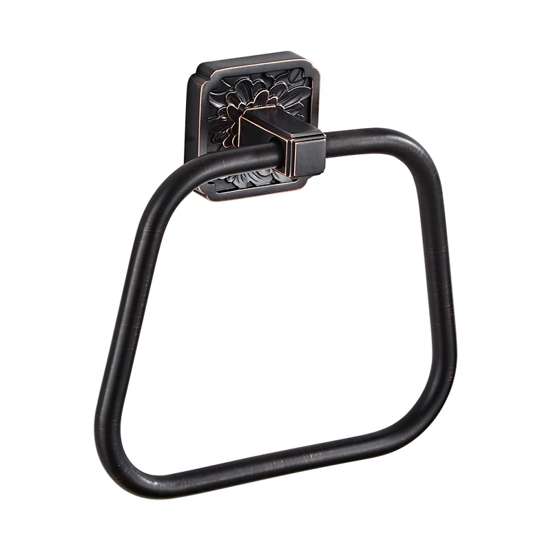 Towel ring Bakalaантичная вешалка для полотенец Европейский ретро-полотенце навесная полка для ванной комнаты черная подвесная полка для ванной набор BR-79 - Цвет: Towel ring