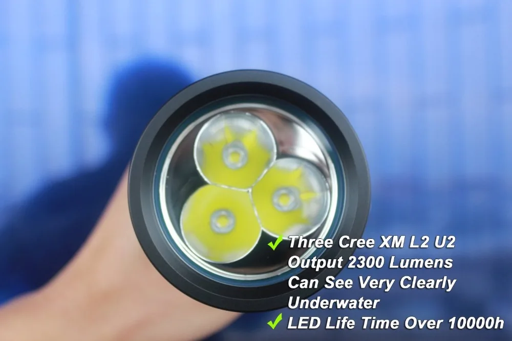 Подводное Водонепроницаемый 150 метра 3000lm Cree Xml2 U2 Led дайвинг маски с подсветкой