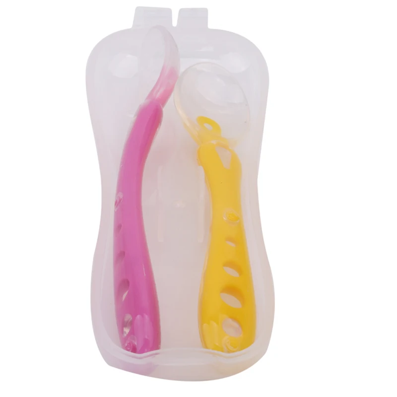 Детские столовые приборы для детей 2 ложки с коробкой переноски гибкая ложка