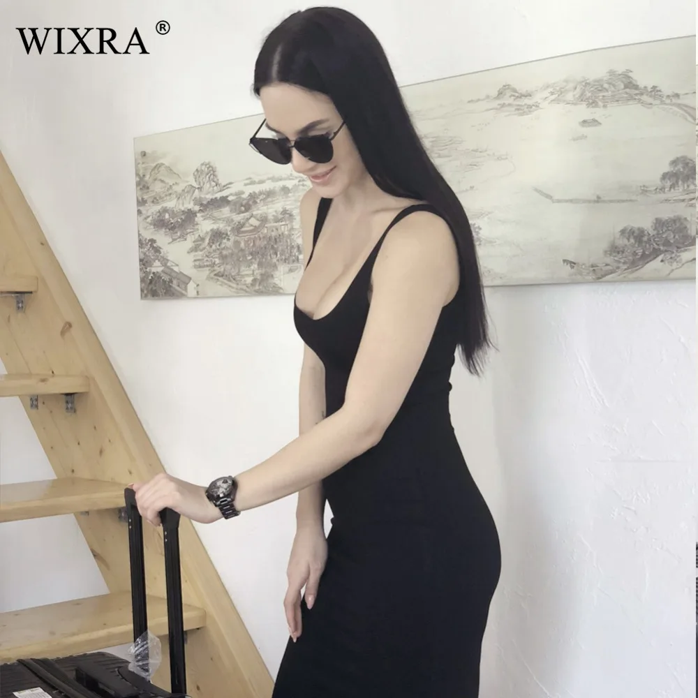 WIXRA базовое платье-майка женское платье с разрезом на спине летняя новая мода без рукавов майка облегающее платье на бретелях Платья для вечеринок