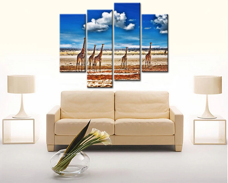 Картина на холсте с изображением жирафа 4 шт.|oil painting|wall decor picturecanvas painting |