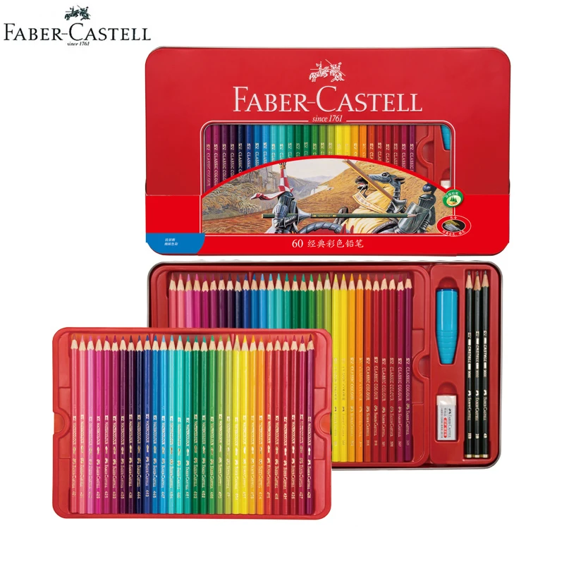 

Faber Castell классика масляные цветные карандаши рыцарь Олово набор с металлическим Color Pro Краски карандаш 48/60 деревянный художественная пастель...