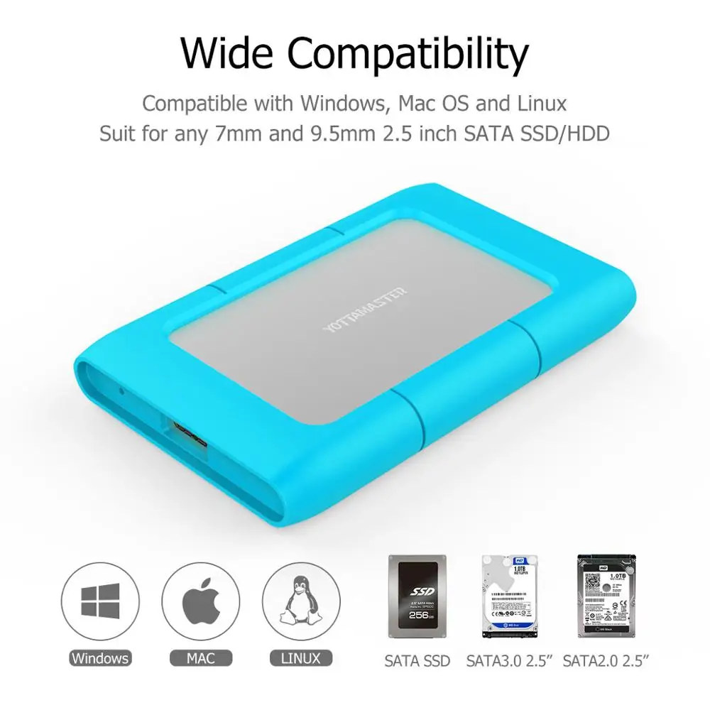 Yottamaster алюминиевый 2 5 дюймовый корпус для жесткого диска Sata к USB 3 0 адаптер