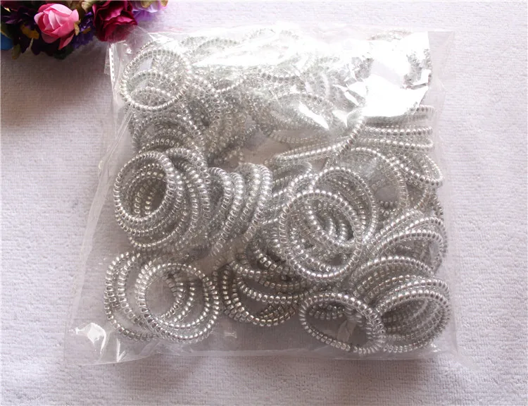 100pcs 100 шт телефонная проволока эластичные резинки для волос женские аксессуары для волос резиновые ленты Головные уборы веревка для волос резинки для волос - Цвет: 100pcs