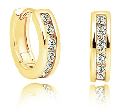 yellow gold Золотые серьги с настоящим цирконием, круглые модные серьги, ювелирное изделие, подарок на день рождения, милые романтические амулеты для женщин,, новинка, для невесты - Окраска металла: yellow gold