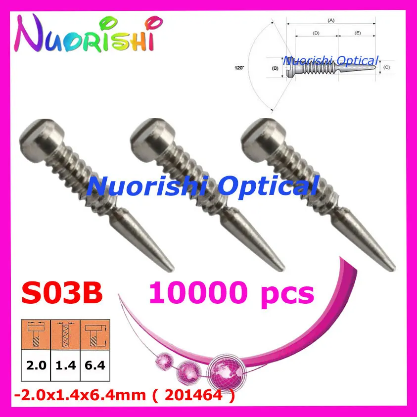 S03B  2.0x1.4x6.4mm 10000pcs Eyeglasses Eyewear Spectacle Sunglasses Spring Hinge Screws free shipping