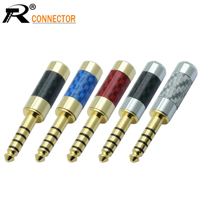 1 шт. Позолоченный разъем из углеродного волокна 4 мм 5 полюсный аудиоразъем
