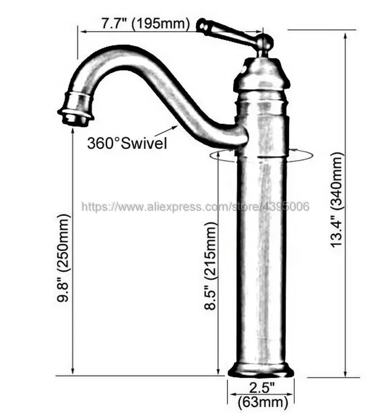 

Basin Faucets Antique Brass Single Handle Single Hole Bathroom Sink Faucet Swivel Spout Hot & Cold Water Mixer Taps Bnf205