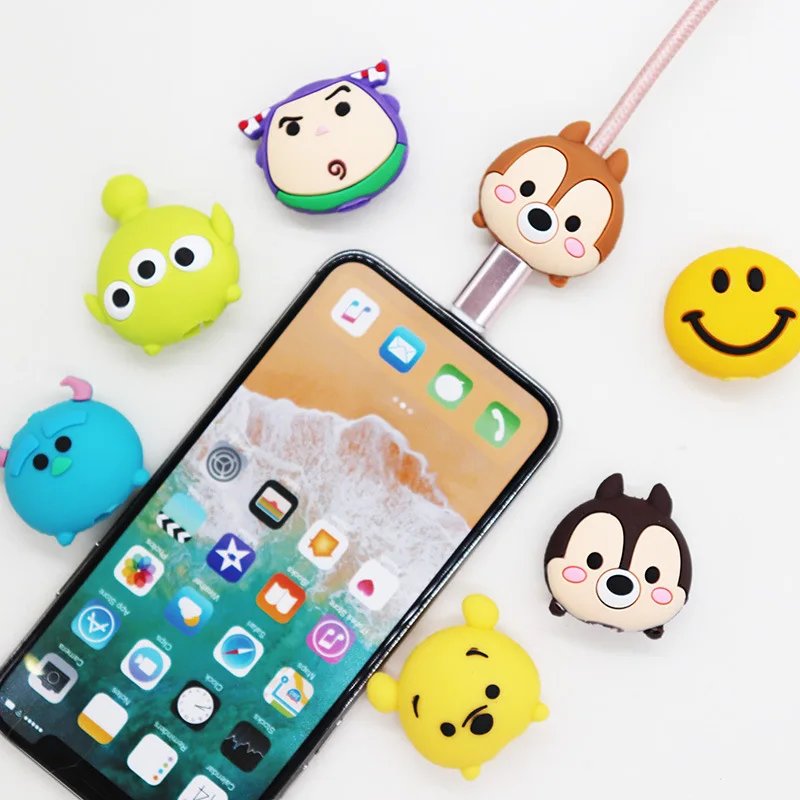 Прекрасный кабель аксессуар кабель протектор для iphone 5 6 7 8 USB линия передачи данных Защита кукла животное укус аксессуар Кабельный органайзер