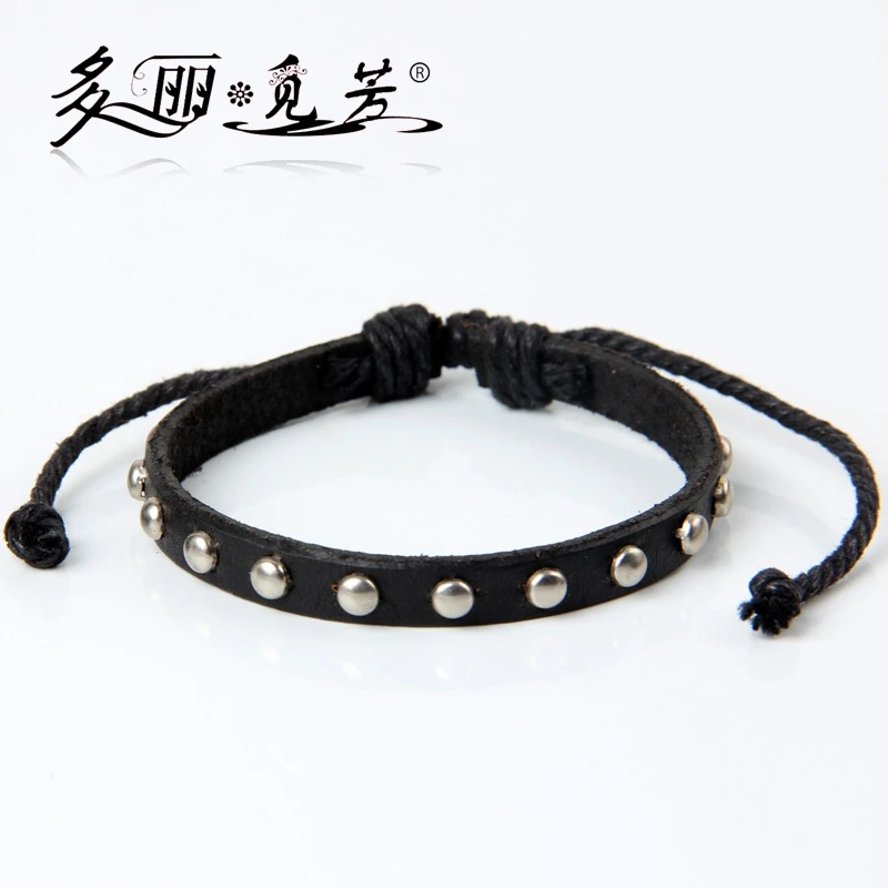 PSL225 браслет из натуральной кожи с круглыми заклепками очаровательный манжета