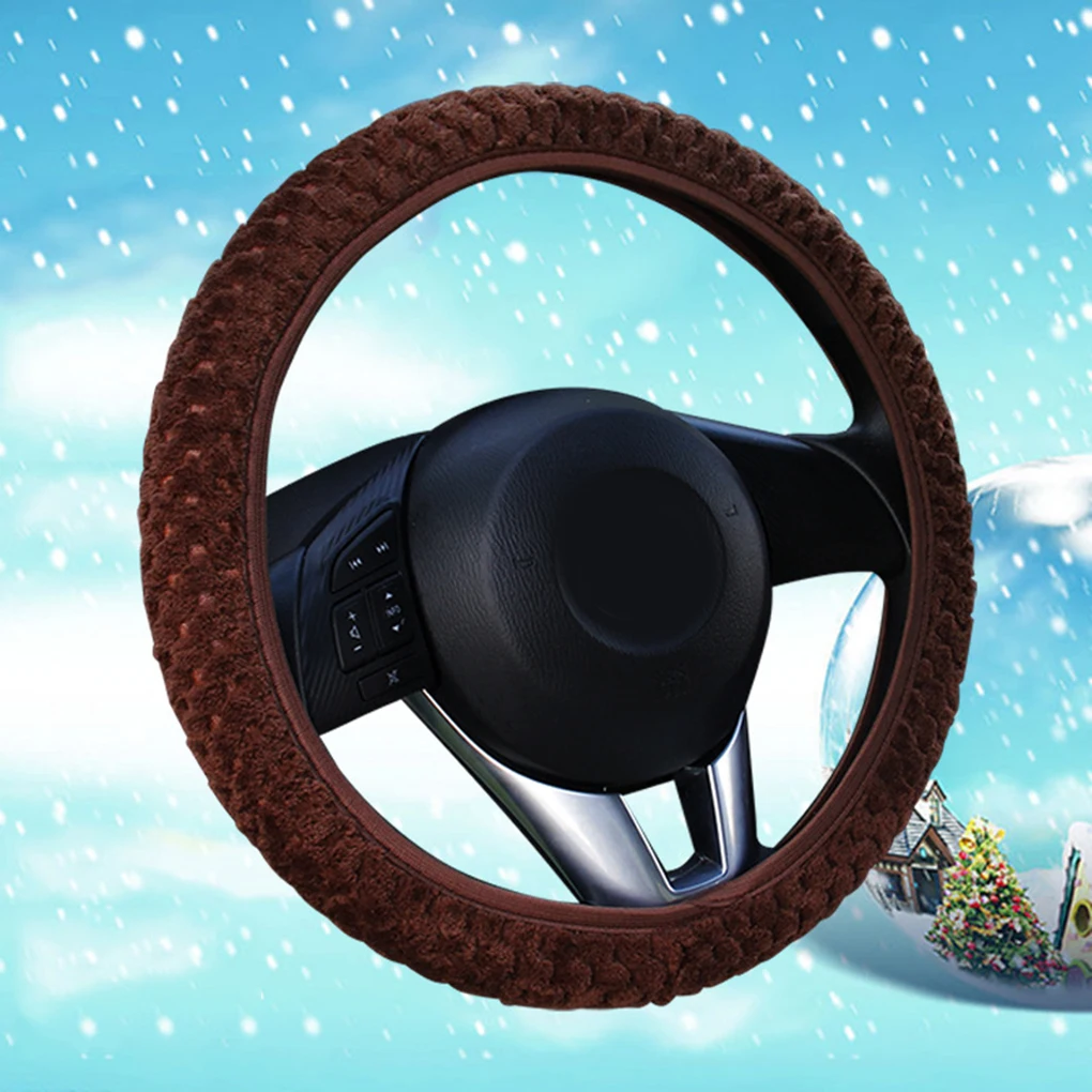 Чехол-накладка на руль автомобиля универсальный мягкий теплый плюшевый чехол