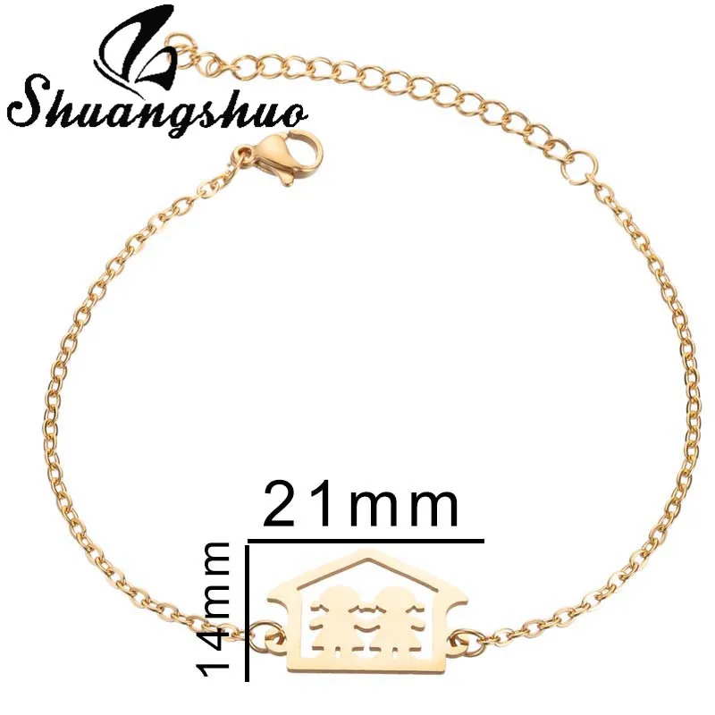 Bracelet SL260 Shuangshuo браслеты с сердечками из нержавеющей стали для пары Moon Star золотая цепочка ювелирный браслет женские свадебные подарки pulsera - Окраска металла: Bracelet SL260