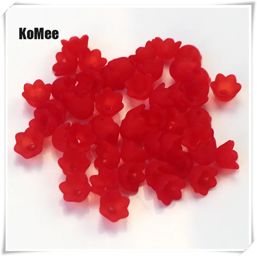 

Red 7*10mm 500pcs/lot frosted acrylic flower beads European Beads Jewelry Making Free Shipping