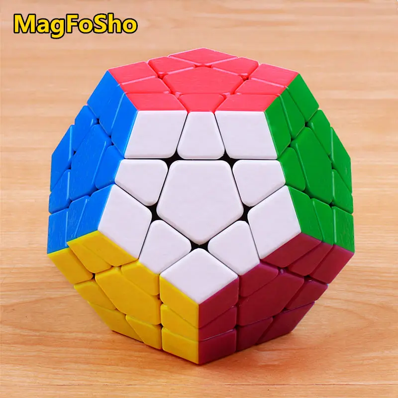Shengshou-cubo mágico MagFoSho Megaminxeds, rompecabezas de velocidad, cubos, pegatina menos