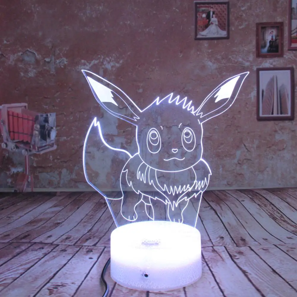 Покемон го Evee 3D ночник 7 цветов Изменение LED USB детская настольная лампа сенсорная
