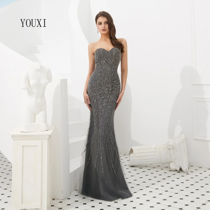 Соблазнительные вечерние платья с вышивкой бисером Длинные официальные русалки