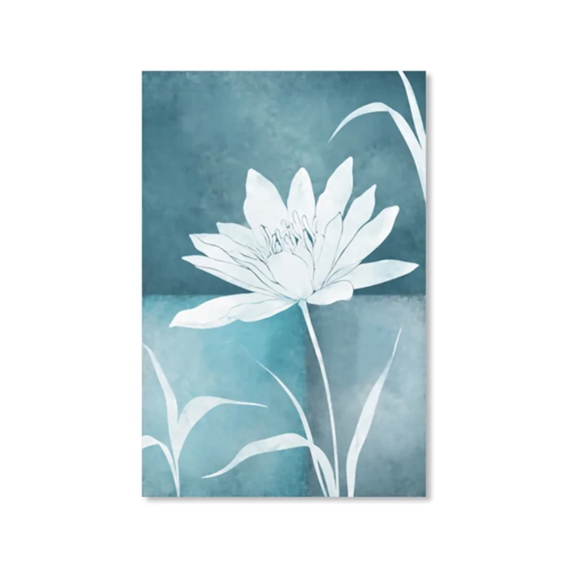 Watercolor Abstract White Lotus Nordic Poster Wall Art Canvas Painting Posters And Prints Pictures For Living Room Decor | Дом и сад