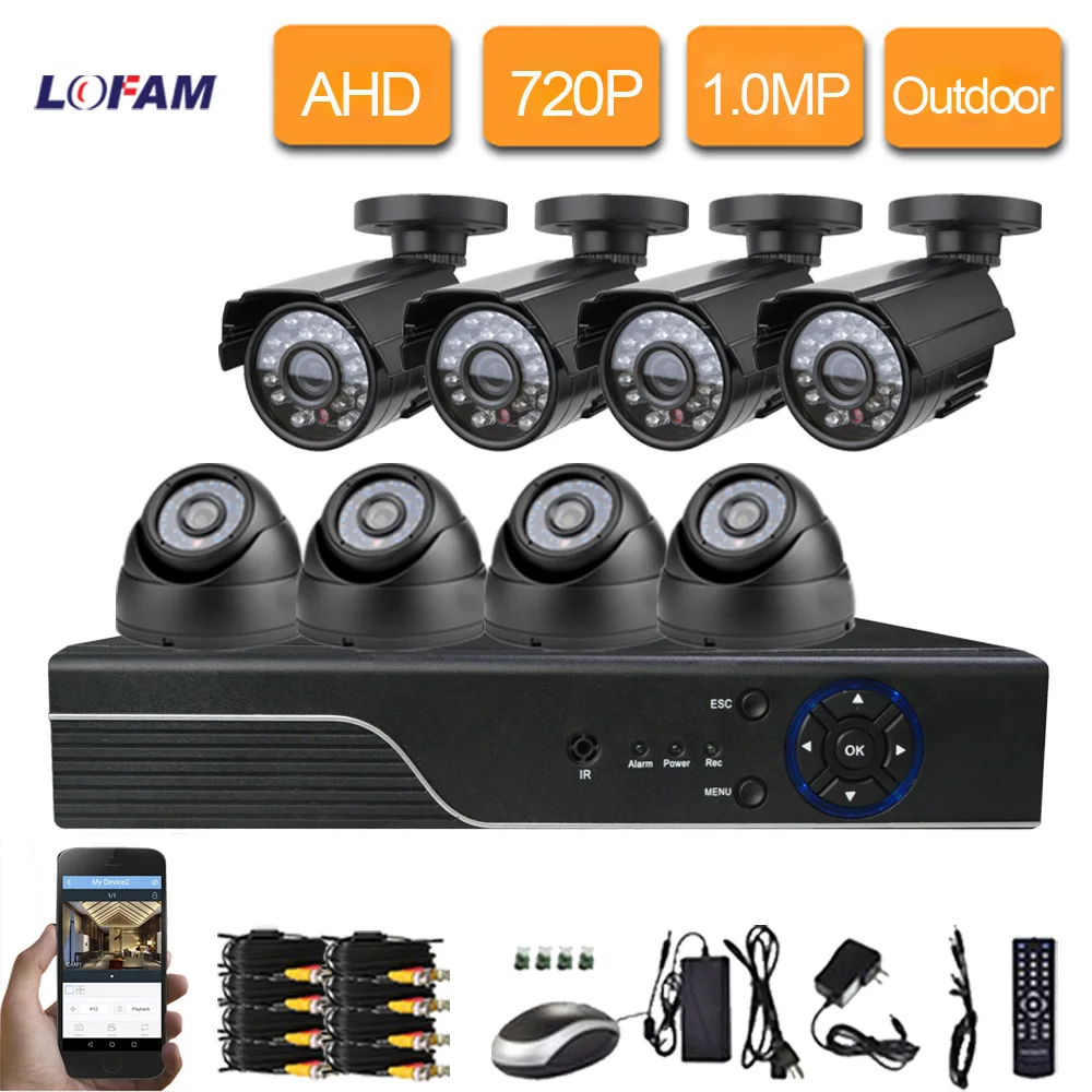 LOFAM 8CH 1080N HDMI DVR 1mp 720P HD наружная внутренняя видео камера безопасности Система 8
