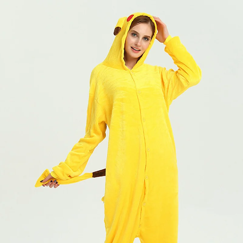 Костюм единорога для взрослых Pikachu Kigurumi onesies фланелевые пижамы семейные вечерние