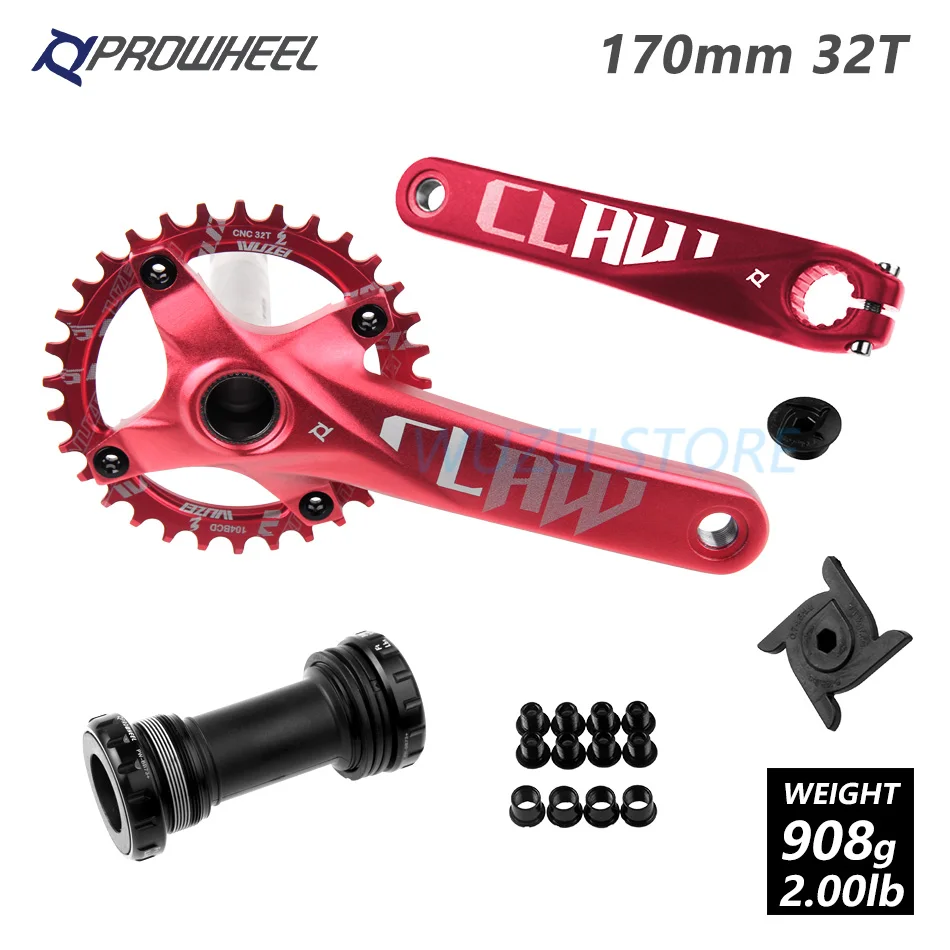 Prowheel 104 BCD mtb велосипед кривошипно 170/175 мм/30/32/34/36/38 T Круглый Звездочка с каретка BB шатун для горного велосипеда - Цвет: 170 Red 32T and BB